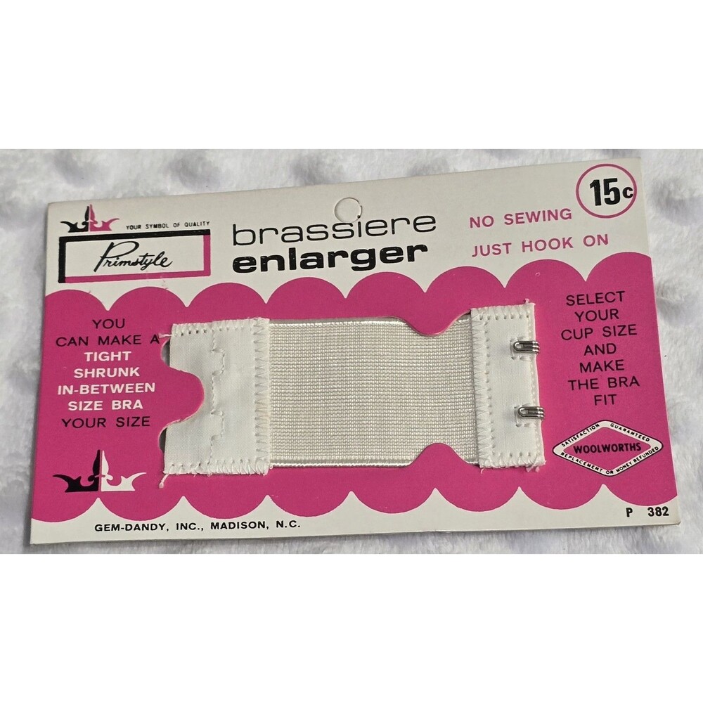 Vintage Primstyle Brassiere Extender Enlarger New White Double Hook Woolrich Gem